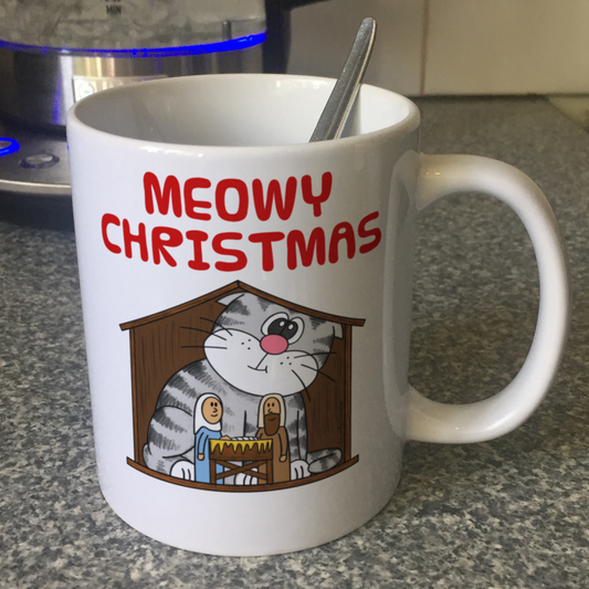 Cat Christmas Nativity Mug - Meowy Christmas - Funny Church Christmas Gift