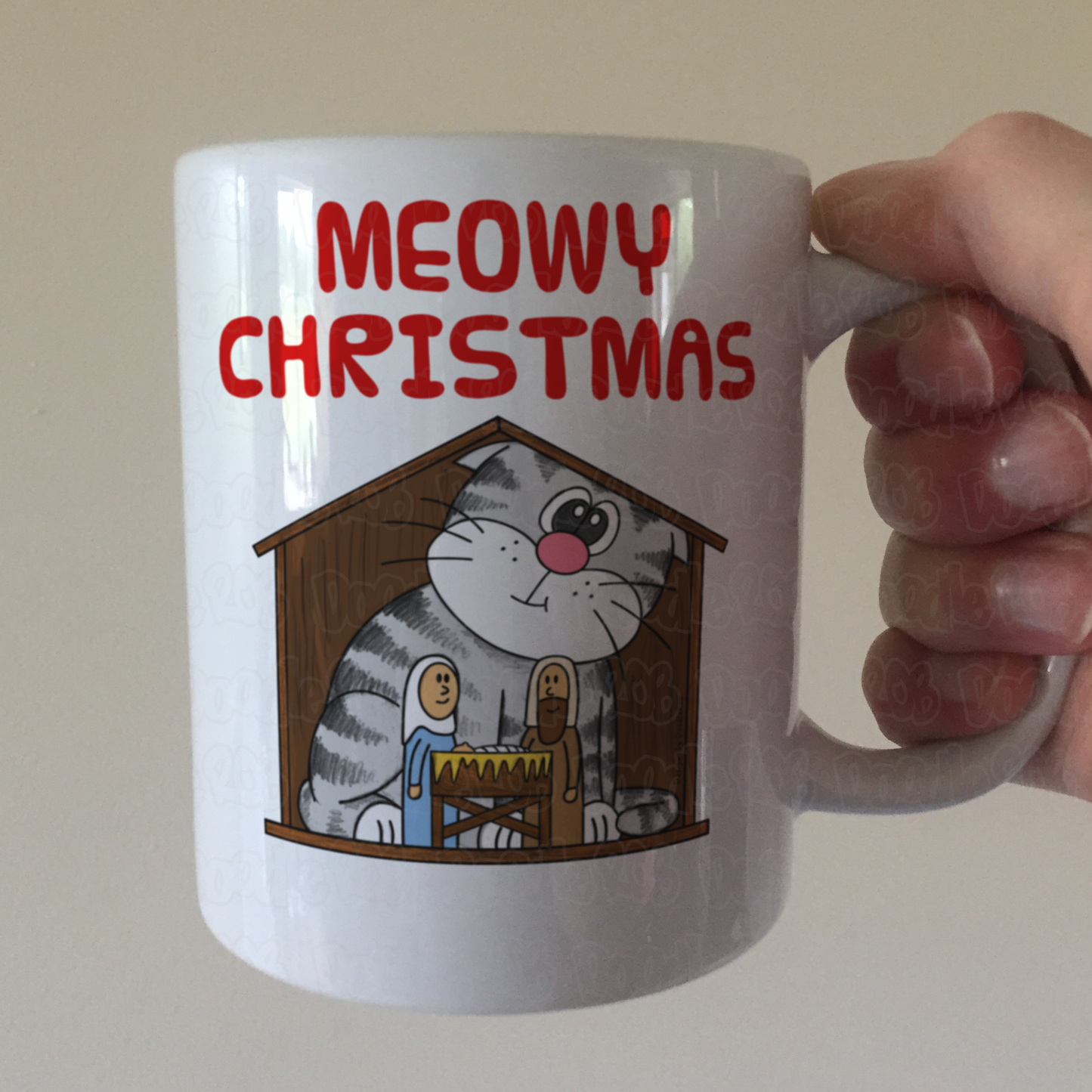 Cat Christmas Nativity Mug - Meowy Christmas - Funny Church Christmas Gift