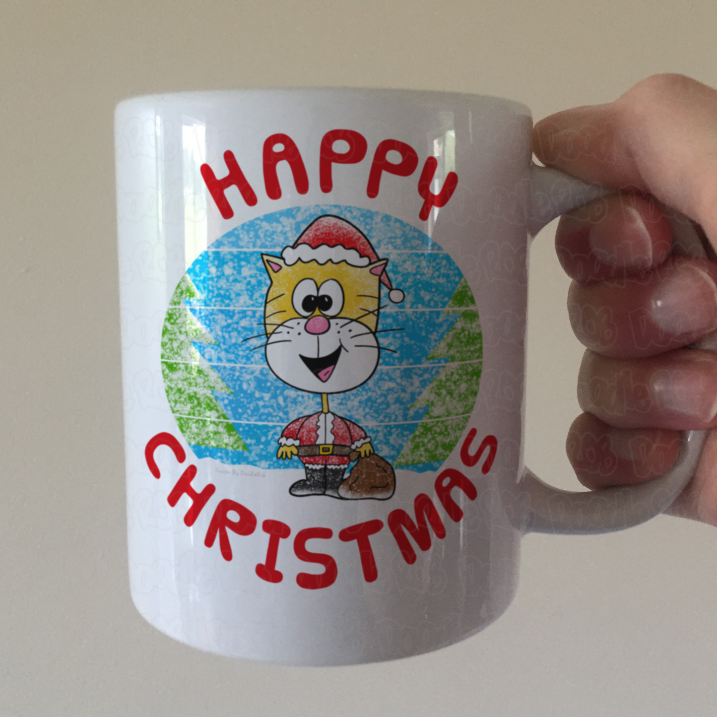 Cat Christmas Mug - Cat Lover Xmas Gift - Santa Claus Mug - Funny Animal Xmas Gift