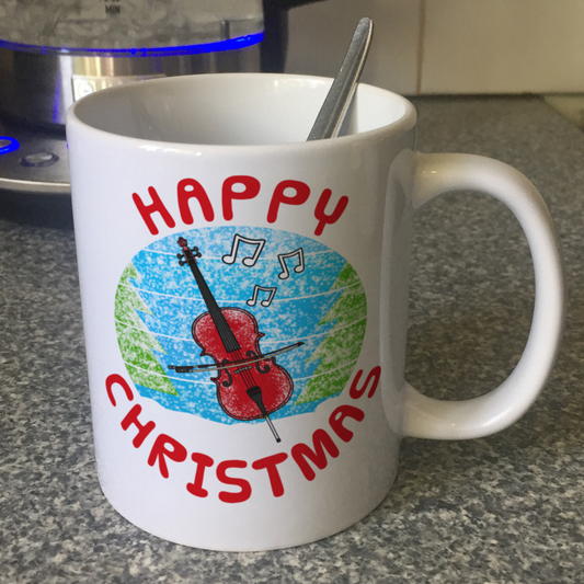 Cello Christmas Mug - Gift For Cellist - Cello Teacher Mug - String Player Gift