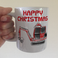 Digger Christmas Mug - Construction Worker Gift - Xmas Gift For Boy
