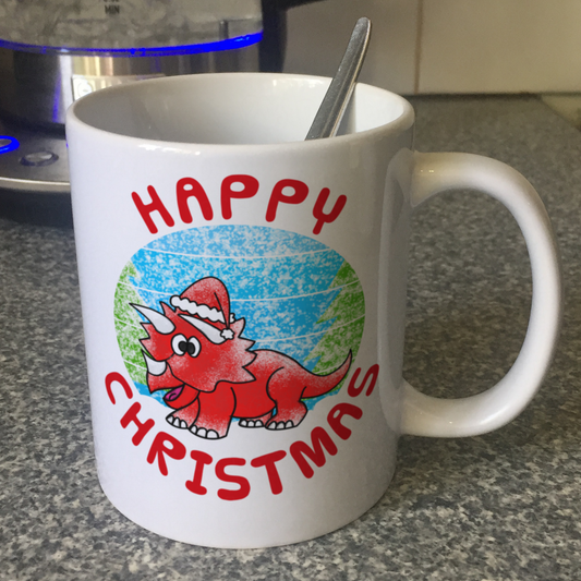 Triceratops Christmas Mug - Dinosaur Xmas Mug - Christmas Gift For Boy
