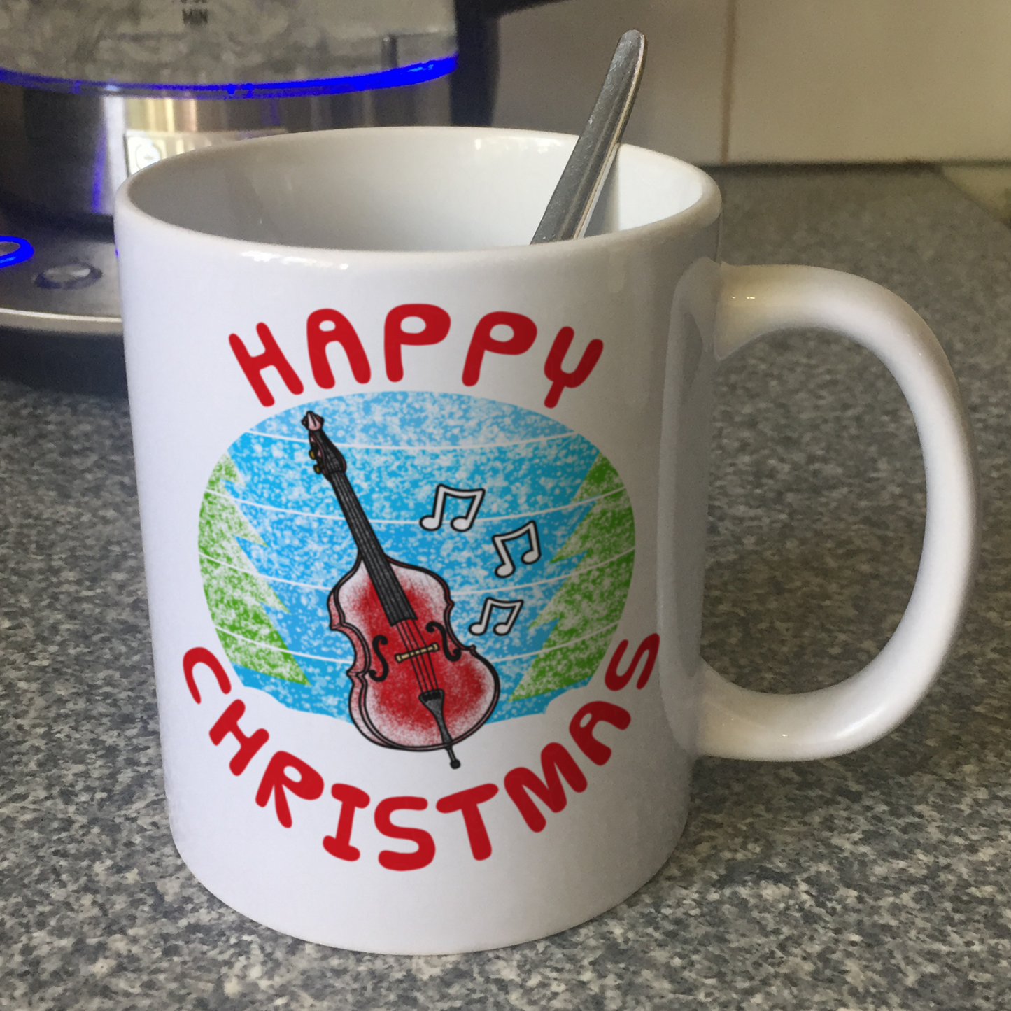 Double Bass Christmas Mug - Xmas Gift For Bassist - Jazz Musician Christmas Gift