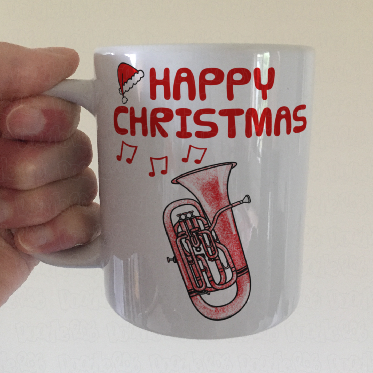 Euphonium Christmas Mug (Santa Hat) - Gift For Euphoniumist - Brass Musician Xmas Gift