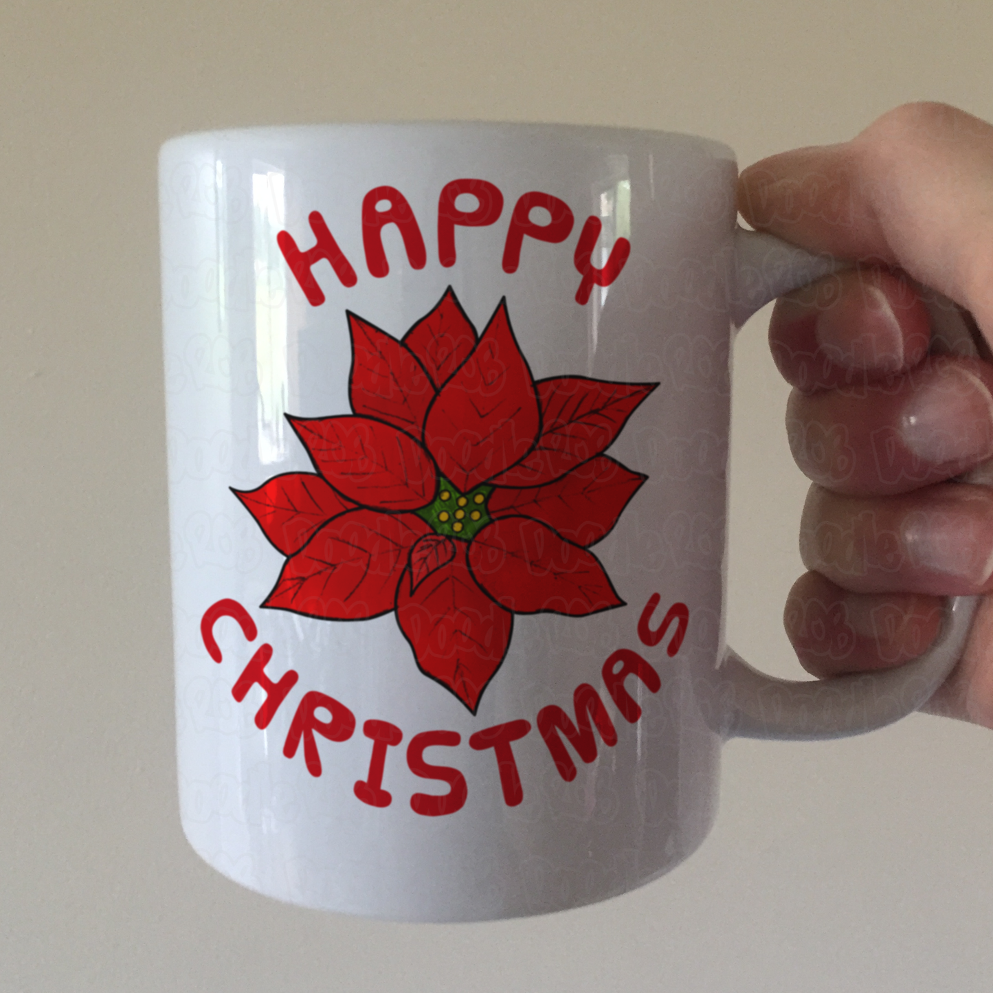 Poinsettia Christmas Mug - Christmas Flower Mug - Xmas Gift For Her