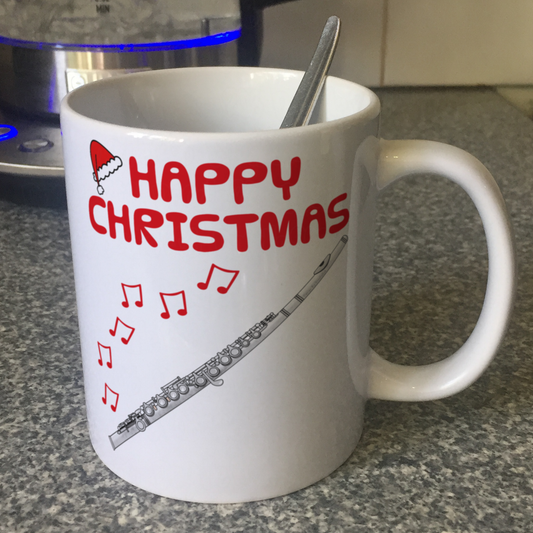 Flute Christmas Mug - Gift For Flautist -  Woodwind Musician Xmas Gift