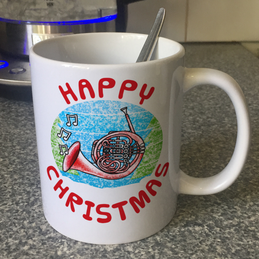 French Horn Christmas Mug - Horn Player Mug - Brass Teacher Xmas Gift