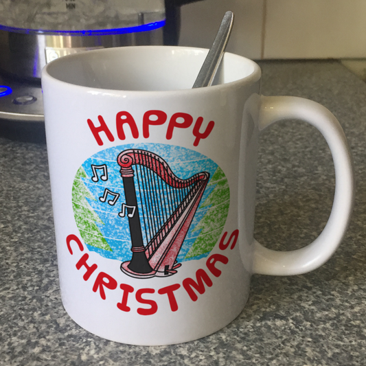 Harp Christmas Mug - Gift For Harpist - Harp Teacher Xmas Gift - String Musician Gift
