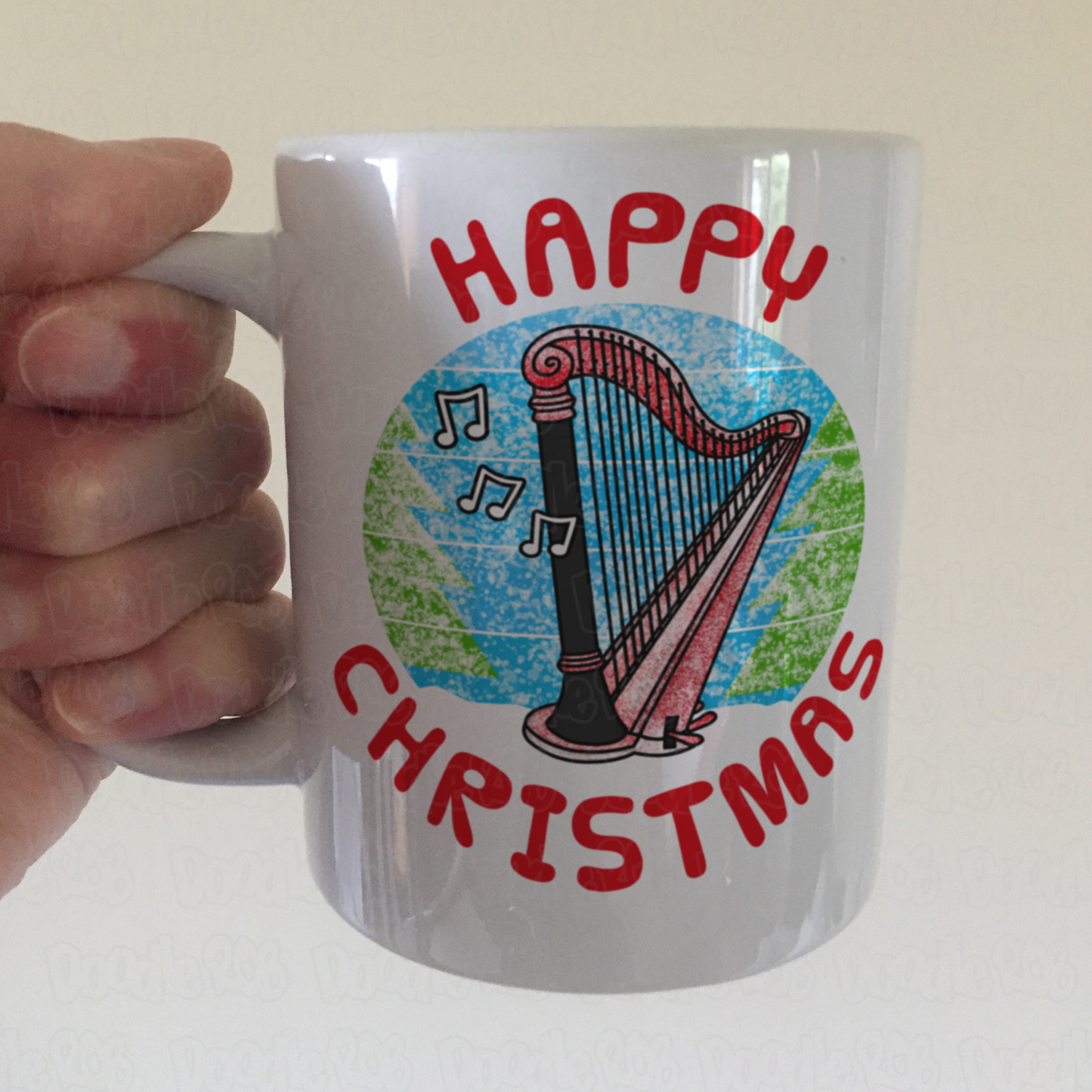 Harp Christmas Mug - Gift For Harpist - Harp Teacher Xmas Gift - String Musician Gift