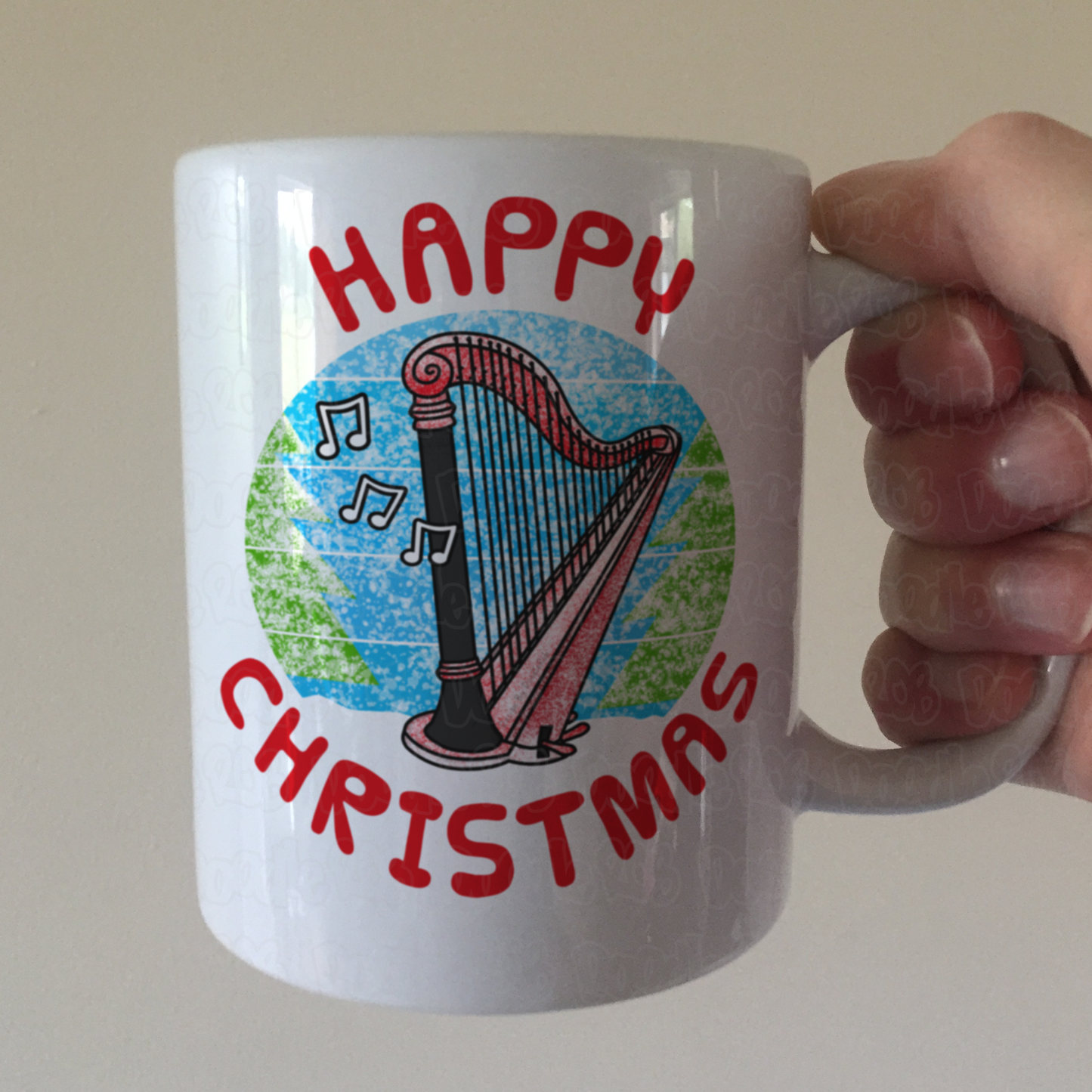 Harp Christmas Mug - Gift For Harpist - Harp Teacher Xmas Gift - String Musician Gift