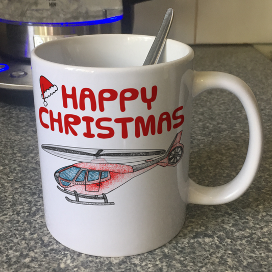 Helicopter Christmas Mug - Xmas Gift For Pilot - Aviation Enthusiast - Christmas Gift For Boy