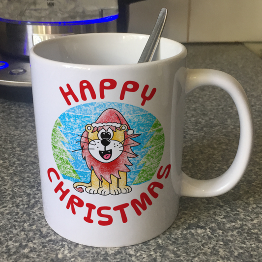 Lion Christmas Mug - Wildlife Xmas Mug - Christmas Gift For Animal Lover