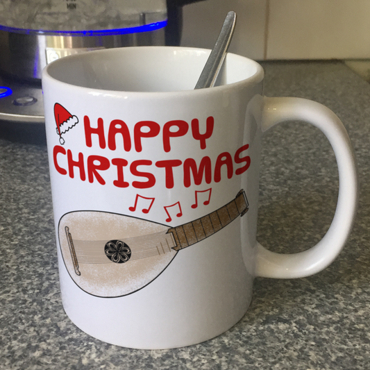 Lute Christmas Mug - Lutenist Xmas Gift - Folk Musician Christmas Mug