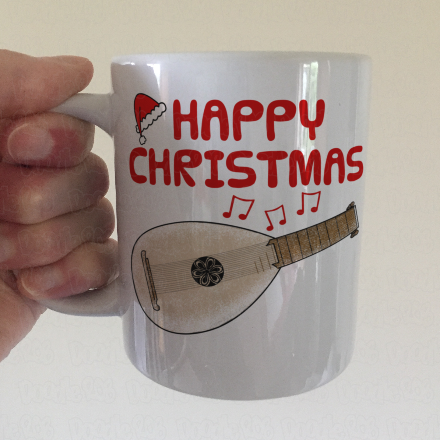 Lute Christmas Mug - Lutenist Xmas Gift - Folk Musician Christmas Mug