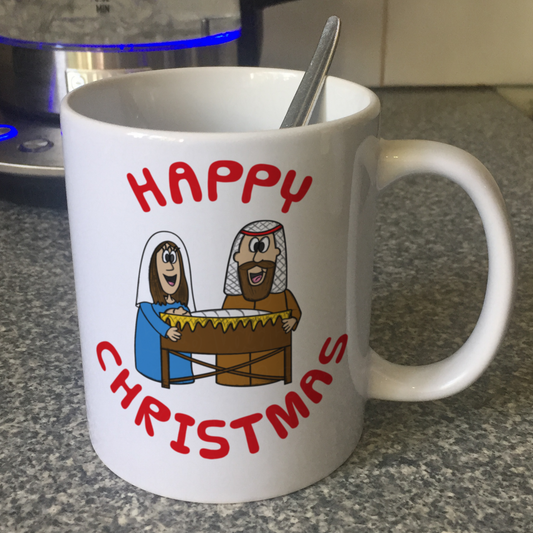 Christmas Nativity Mug - Mary, Joseph and Baby Jesus - Church Christmas Gift