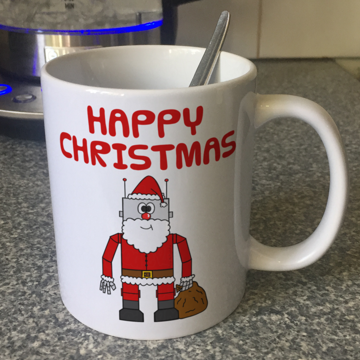 Robot Santa Christmas Mug - Engineer Xmas Mug - Funny Robot Mug For Boy