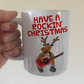 Christmas Guitar Mug - Reindeer Playing Acoustic Guitar - Songwriter Xmas Gift