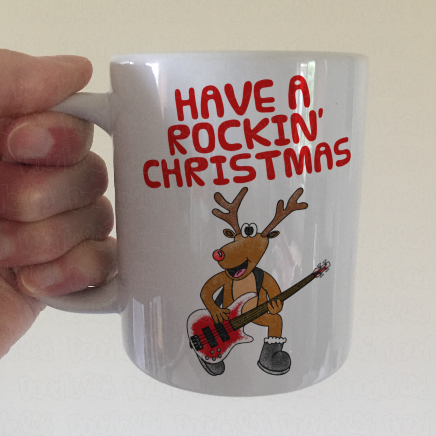 Bassist Christmas Mug - Reindeer Playing Bass Guitar - Bass Guitarist Xmas Gift