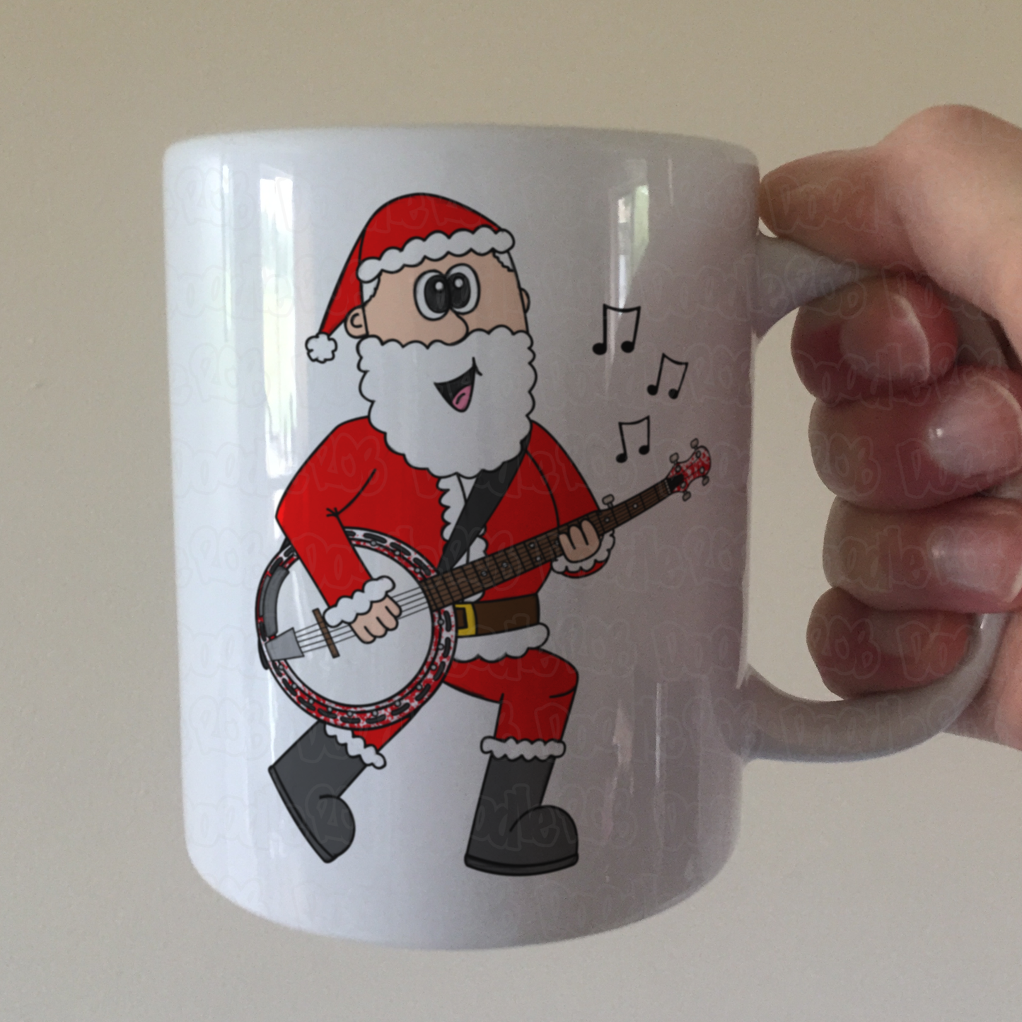Banjo Christmas Mug - Santa Playing Banjo - Banjoist Xmas Gift - Folk Musician Mug
