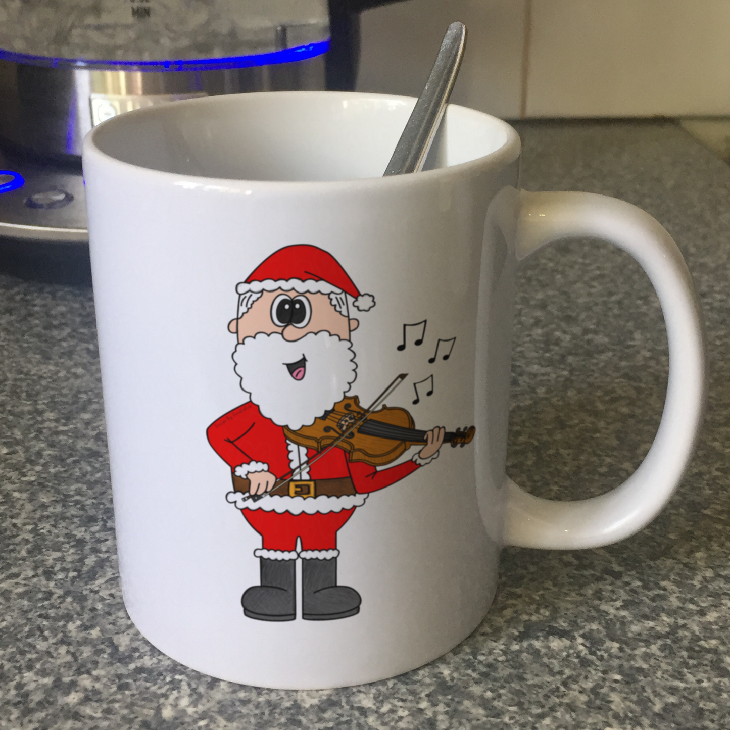 Christmas Violin Mug - Santa Playing Violin - Funny Violinist Mug - Violin Teacher Xmas Gift