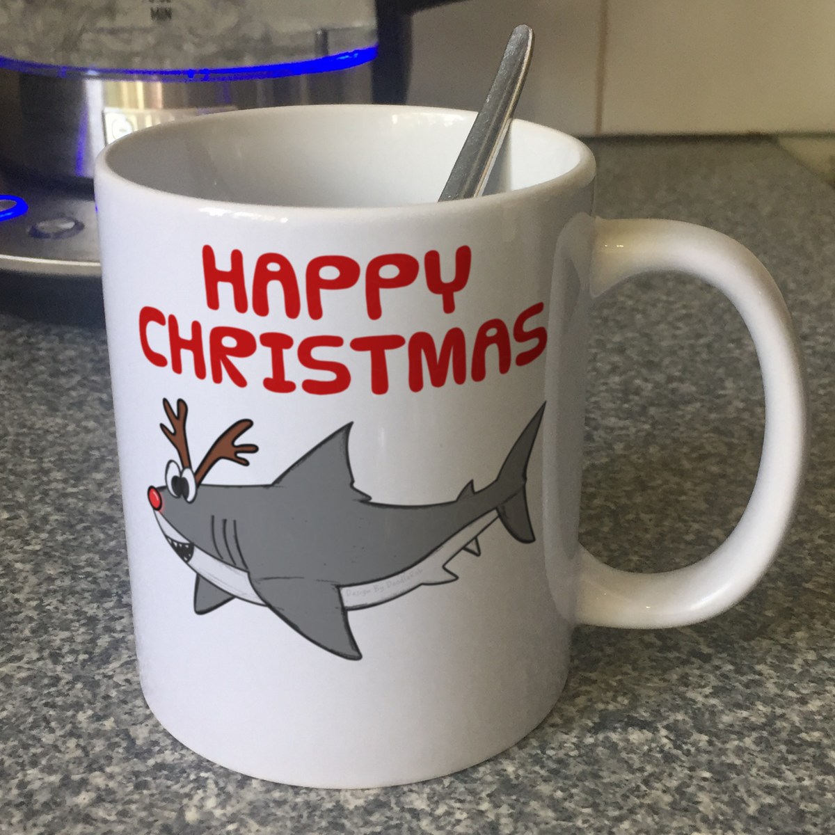 Shark Christmas Mug - Wildlife Lover Xmas Gift - Rudolf The Reindeer Mug - Shark Xmas Gift