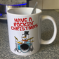 Drummer Christmas Mug - Snowman Playing Drums - Have A Rockin' Christmas - Drum Teacher Xmas Gift