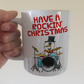 Drummer Christmas Mug - Snowman Playing Drums - Have A Rockin' Christmas - Drum Teacher Xmas Gift