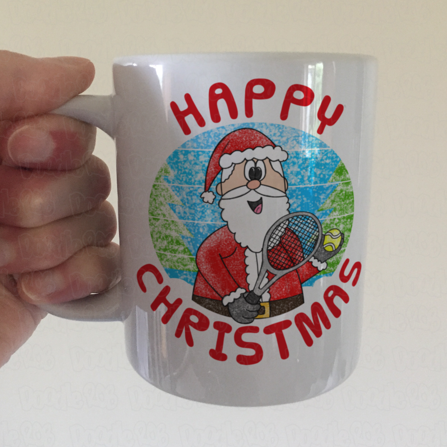 Tennis Christmas Mug - Santa Playing Tennis - Tennis Coach Xmas Gift