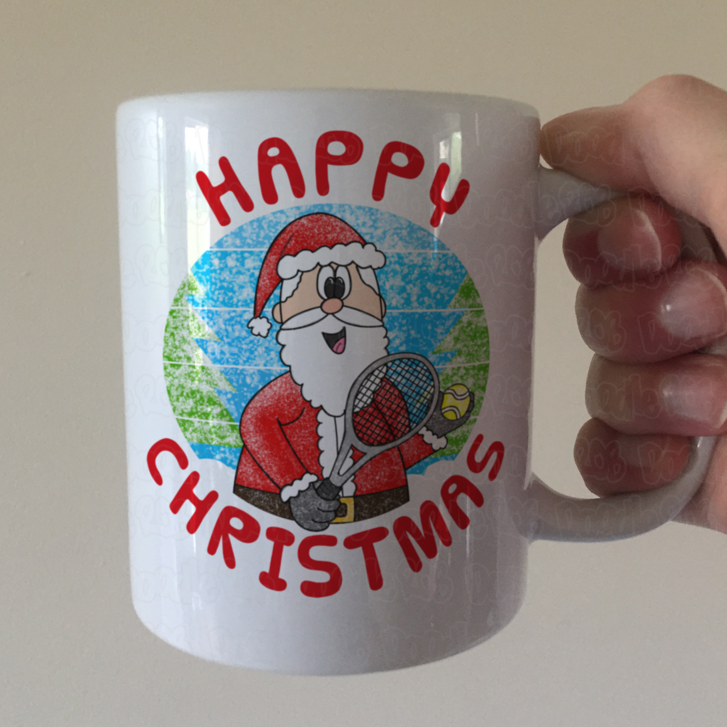 Tennis Christmas Mug - Santa Playing Tennis - Tennis Coach Xmas Gift