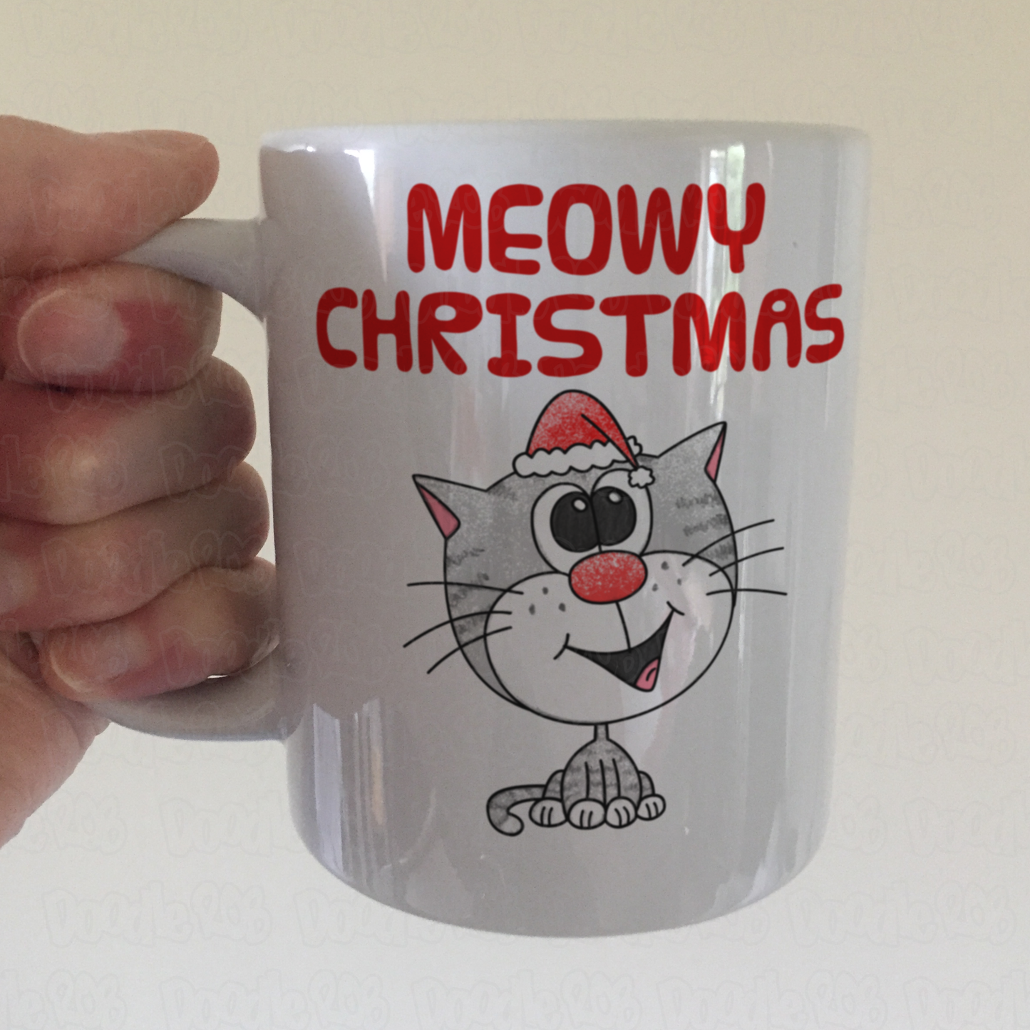 Cat Christmas Mug (Santa Hat) - Meowy Christmas - Funny Christmas Gift For Cat Lover