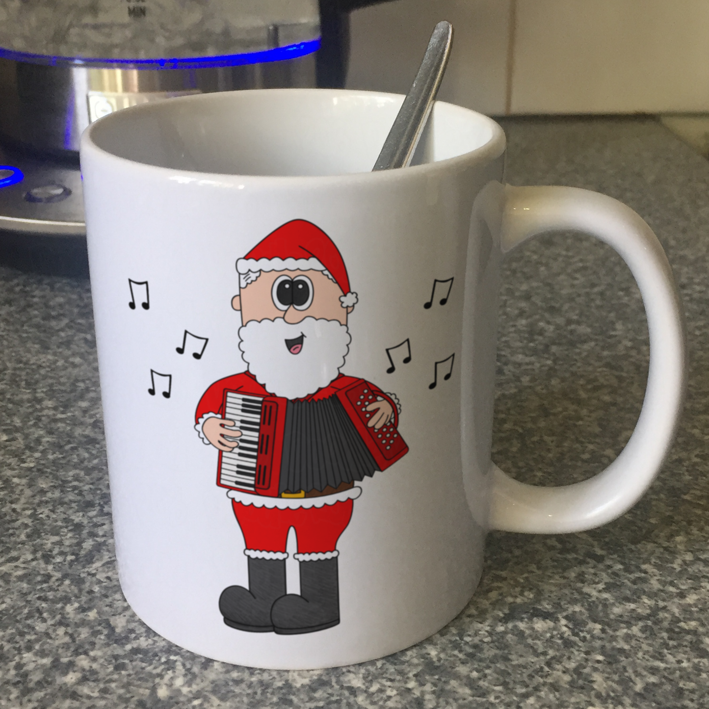 Accordion Christmas Mug - Santa Playing Accordion - Accordionist Folk Musician Xmas Gift