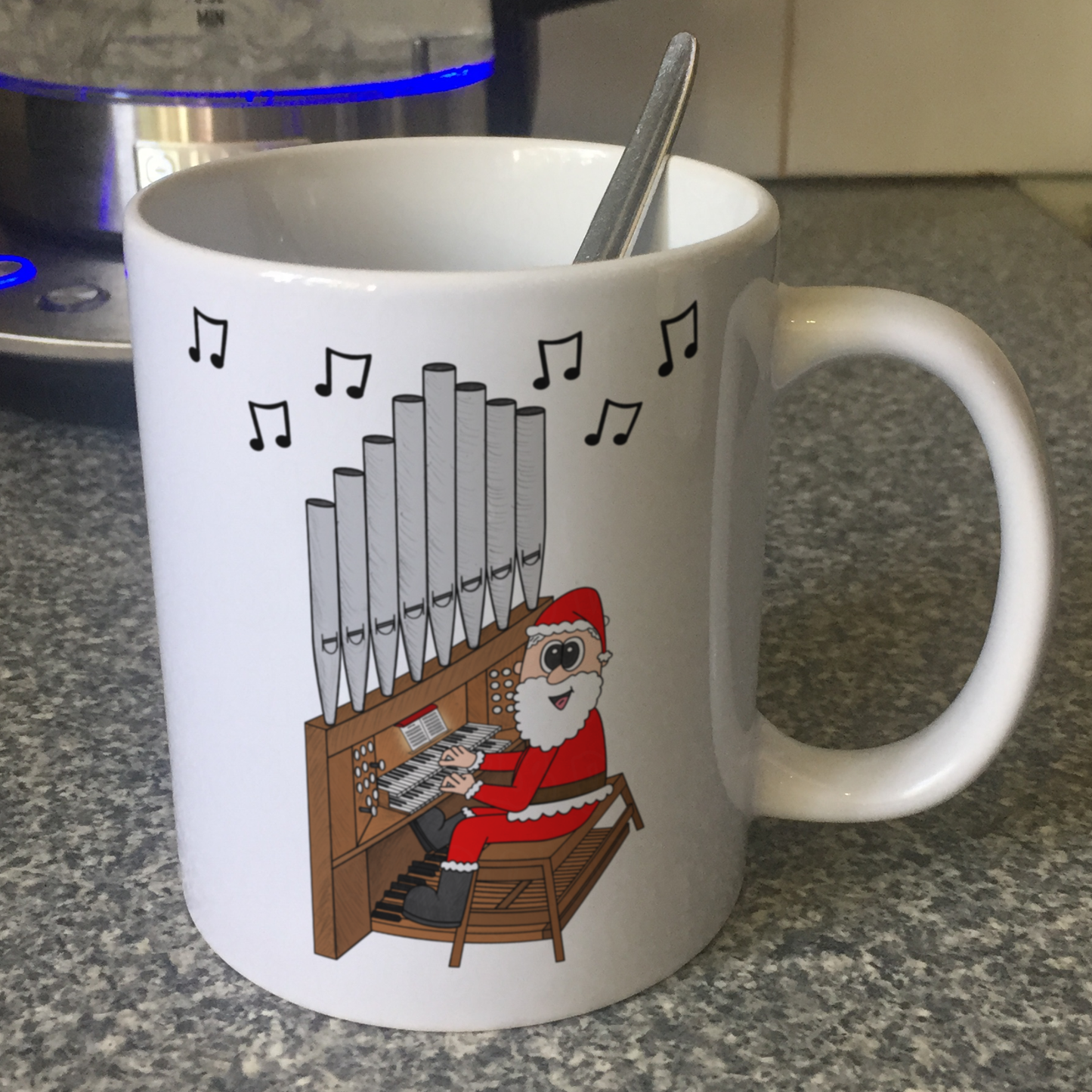 Organist Christmas Mug - Santa Playing Church Organ - Organist Xmas Gift - Organ Teacher Gift