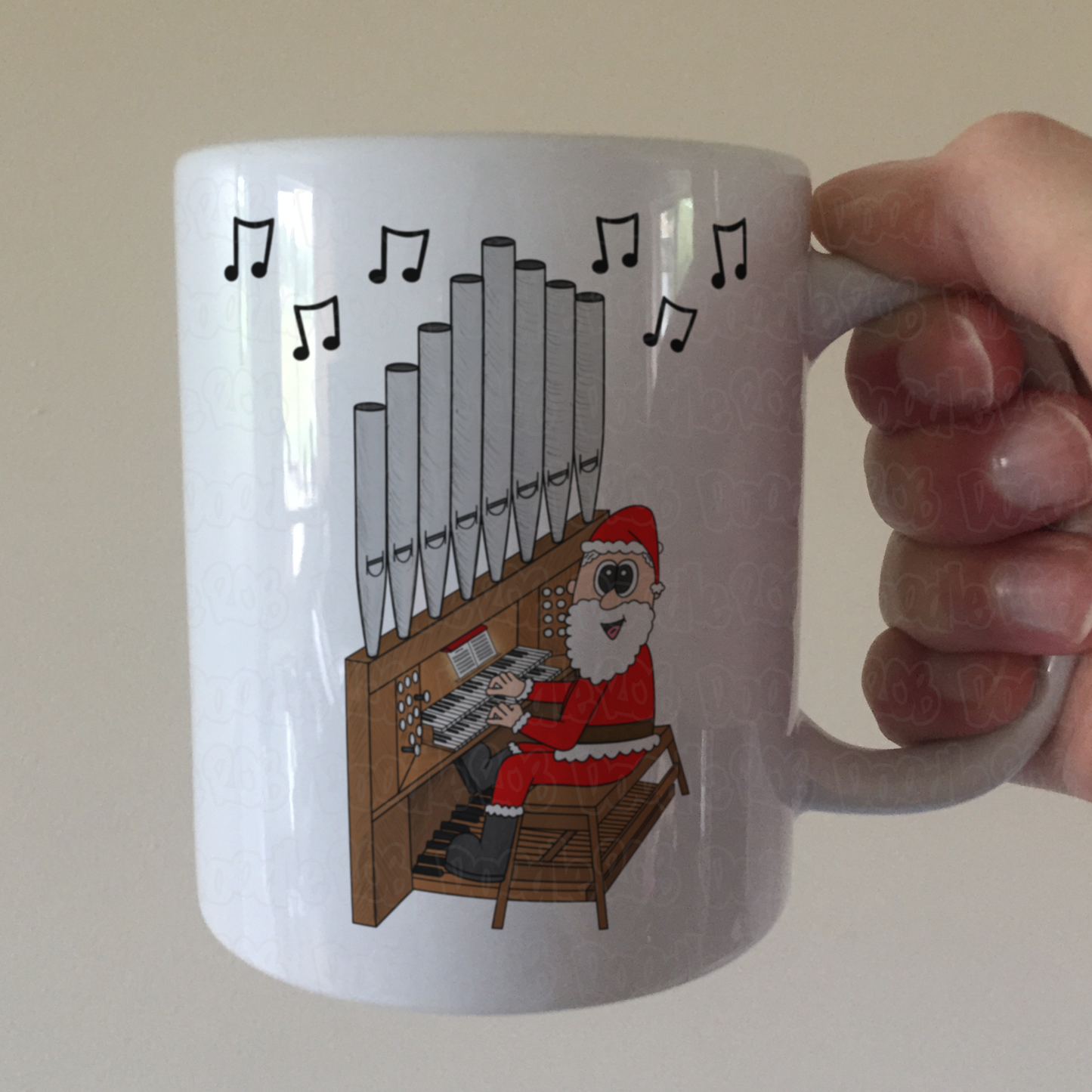 Organist Christmas Mug - Santa Playing Church Organ - Organist Xmas Gift - Organ Teacher Gift