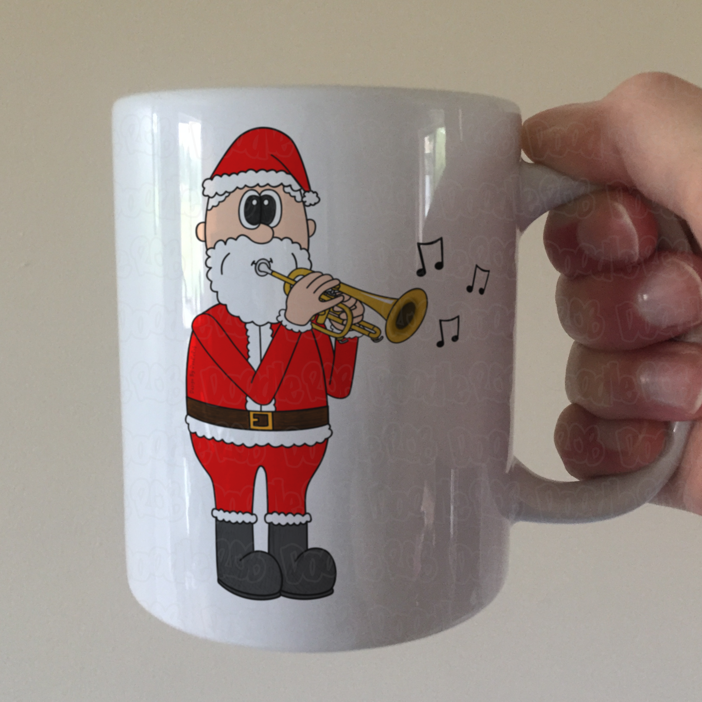 Cornet Christmas Mug - Santa Playing Cornet - Gift For Cornetist - Brass Musician Xmas Gift