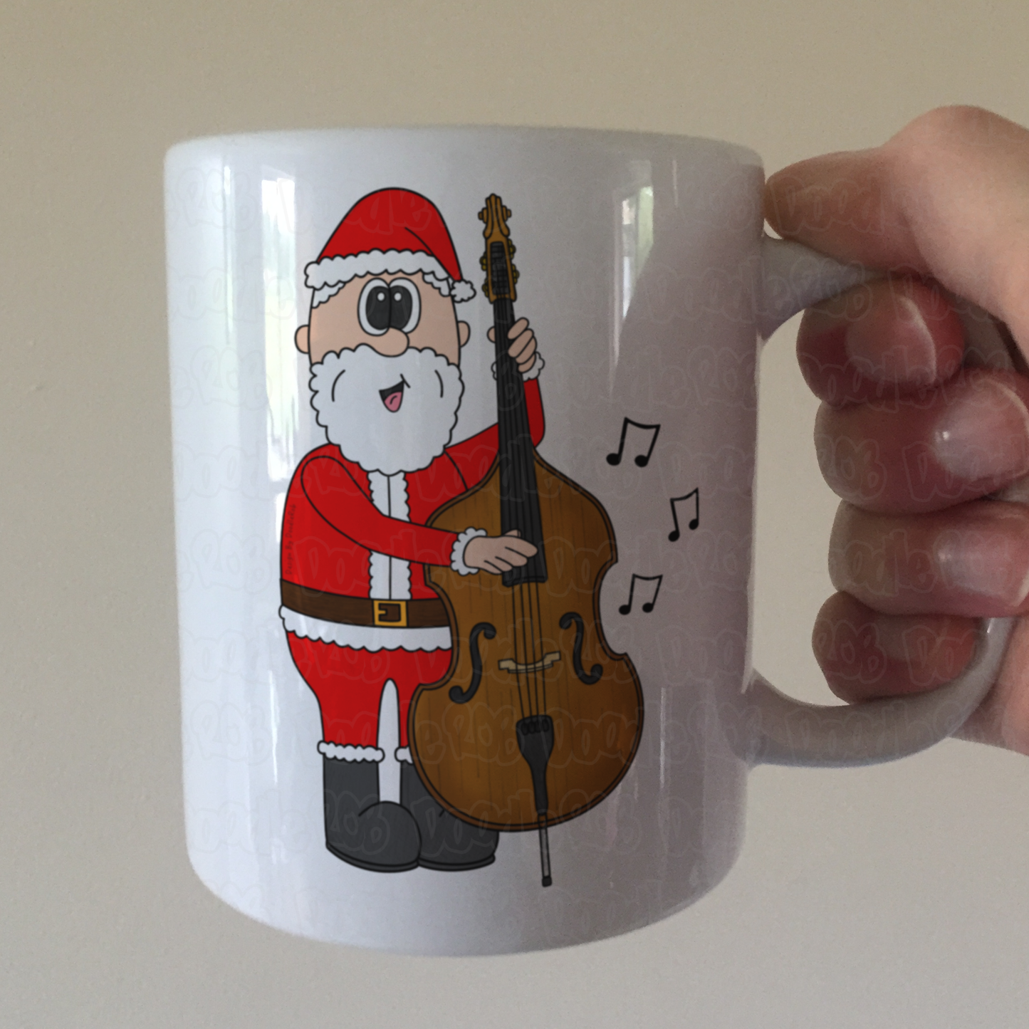 Double Bass Christmas Mug - Santa Playing Double Bass - Xmas Gift For Bassist - Jazz Musician Gift