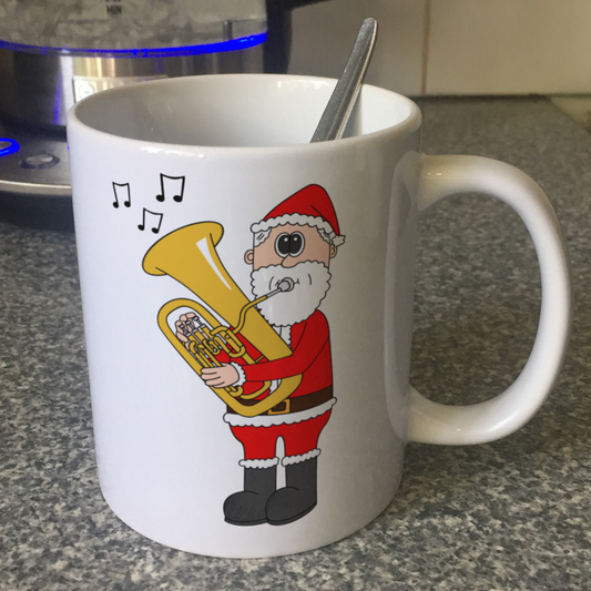 Euphonium Christmas Mug - Santa Playing Euphonium - Gift For Euphoniumist - Brass Musician Xmas Gift