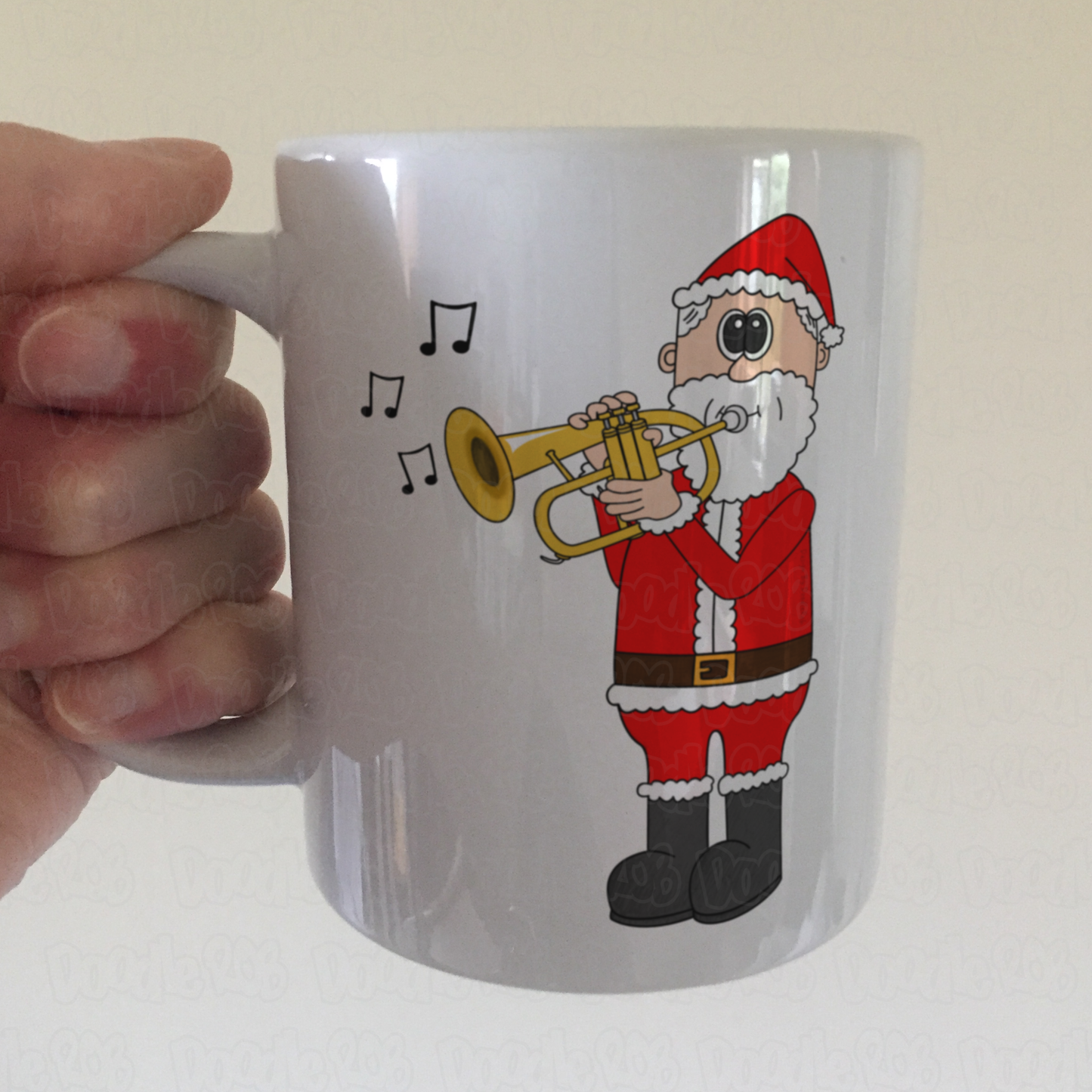 Flugelhorn Christmas Mug - Santa Playing Flugelhorn - Gift For Horn Player - Brass Musician Xmas Gift
