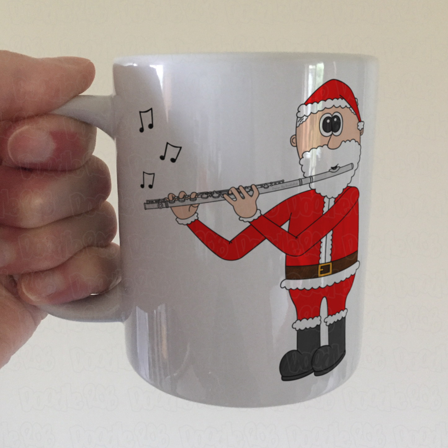 Flute Christmas Mug - Santa Playing Flute - Gift For Flautist -  Woodwind Musician Xmas Gift