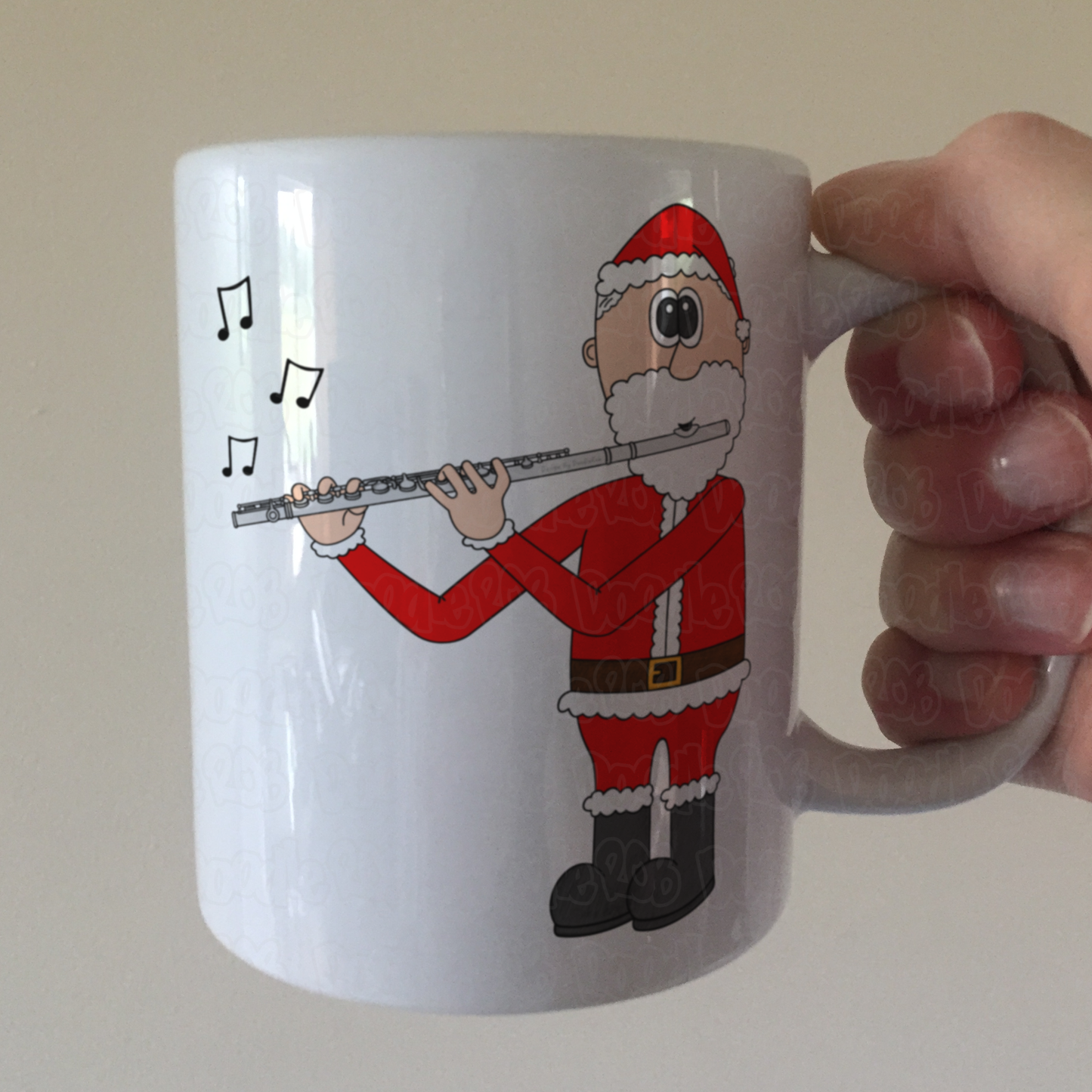 Flute Christmas Mug - Santa Playing Flute - Gift For Flautist -  Woodwind Musician Xmas Gift