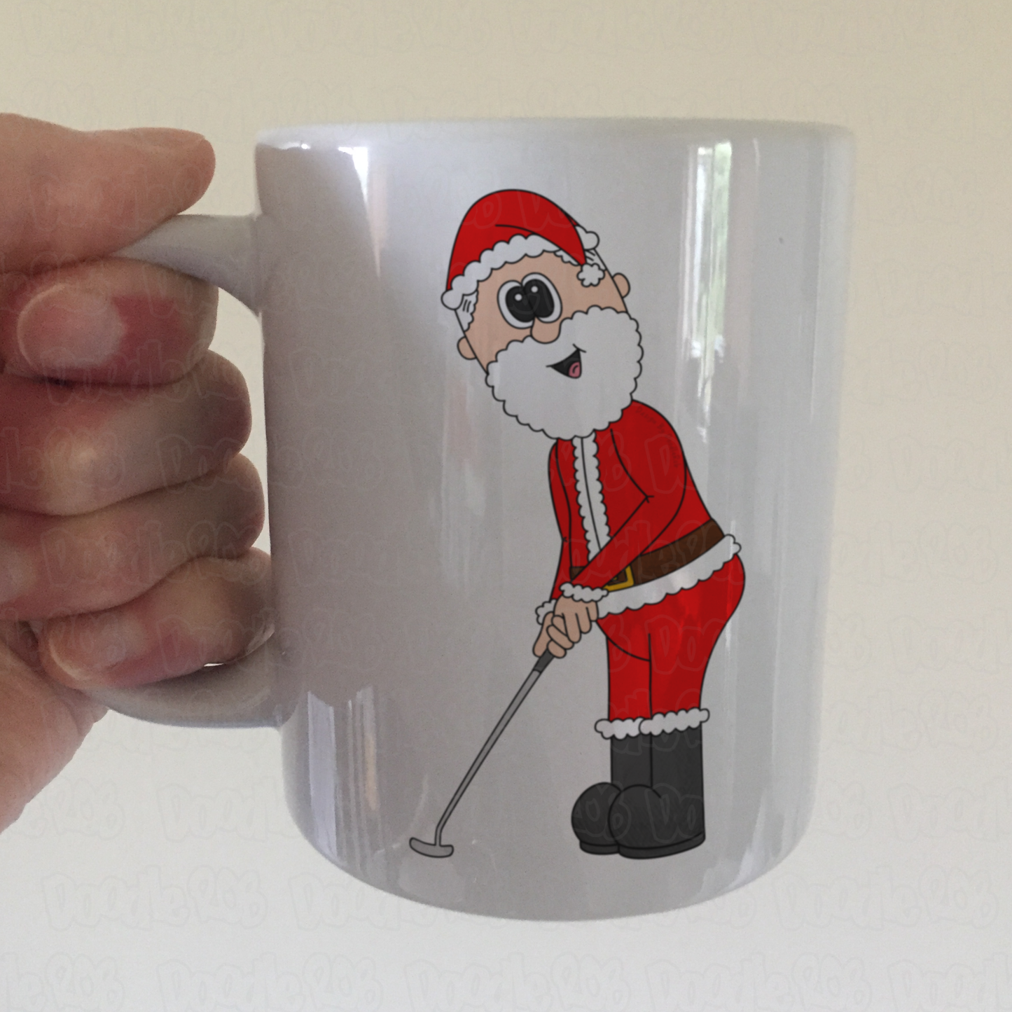 Golf Christmas Mug - Santa Playing Golf (Putter) - Golfer Xmas Gift