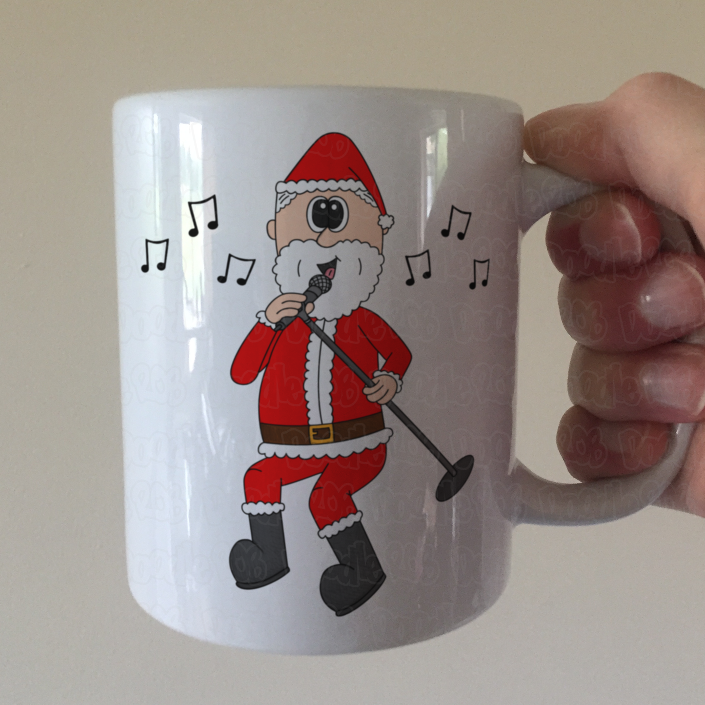 Singer Christmas Mug - Santa Singing With A Microphone - Music Teacher Xmas Gift