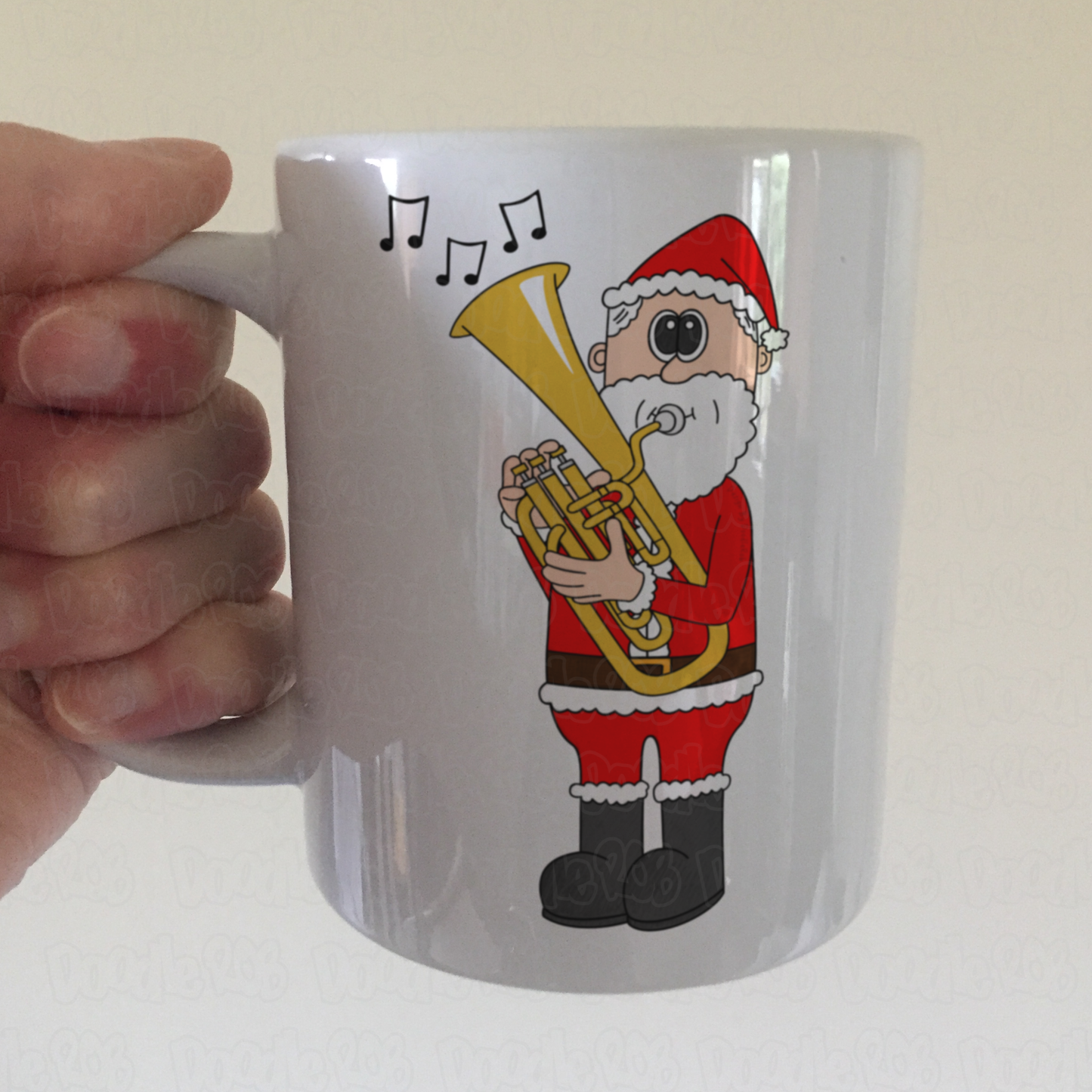 Tenor Horn Christmas Mug - Santa Playing Tenor Horn - Gift For Horn Player - Brass Musician Xmas Gift