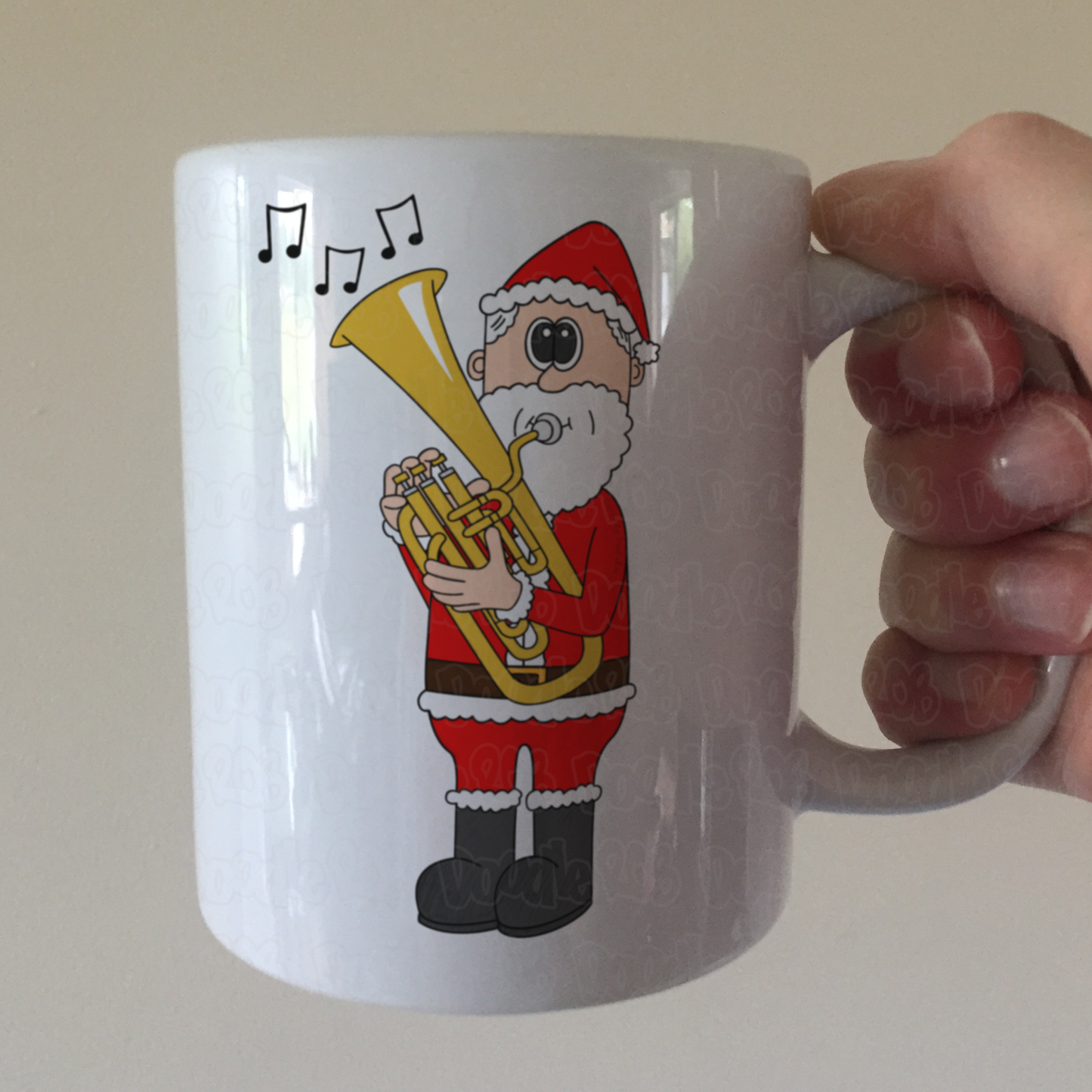 Tenor Horn Christmas Mug - Santa Playing Tenor Horn - Gift For Horn Player - Brass Musician Xmas Gift