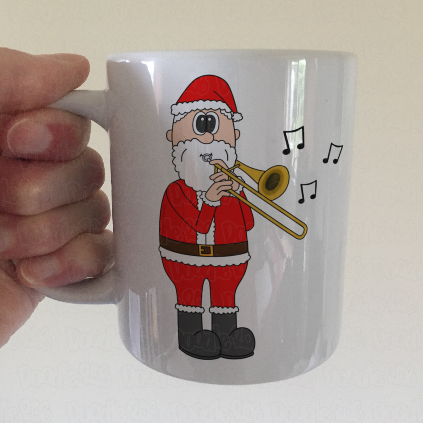 Santa Playing Trombone Christmas Mug - Gift For Trombonist - Brass Musician Xmas Gift