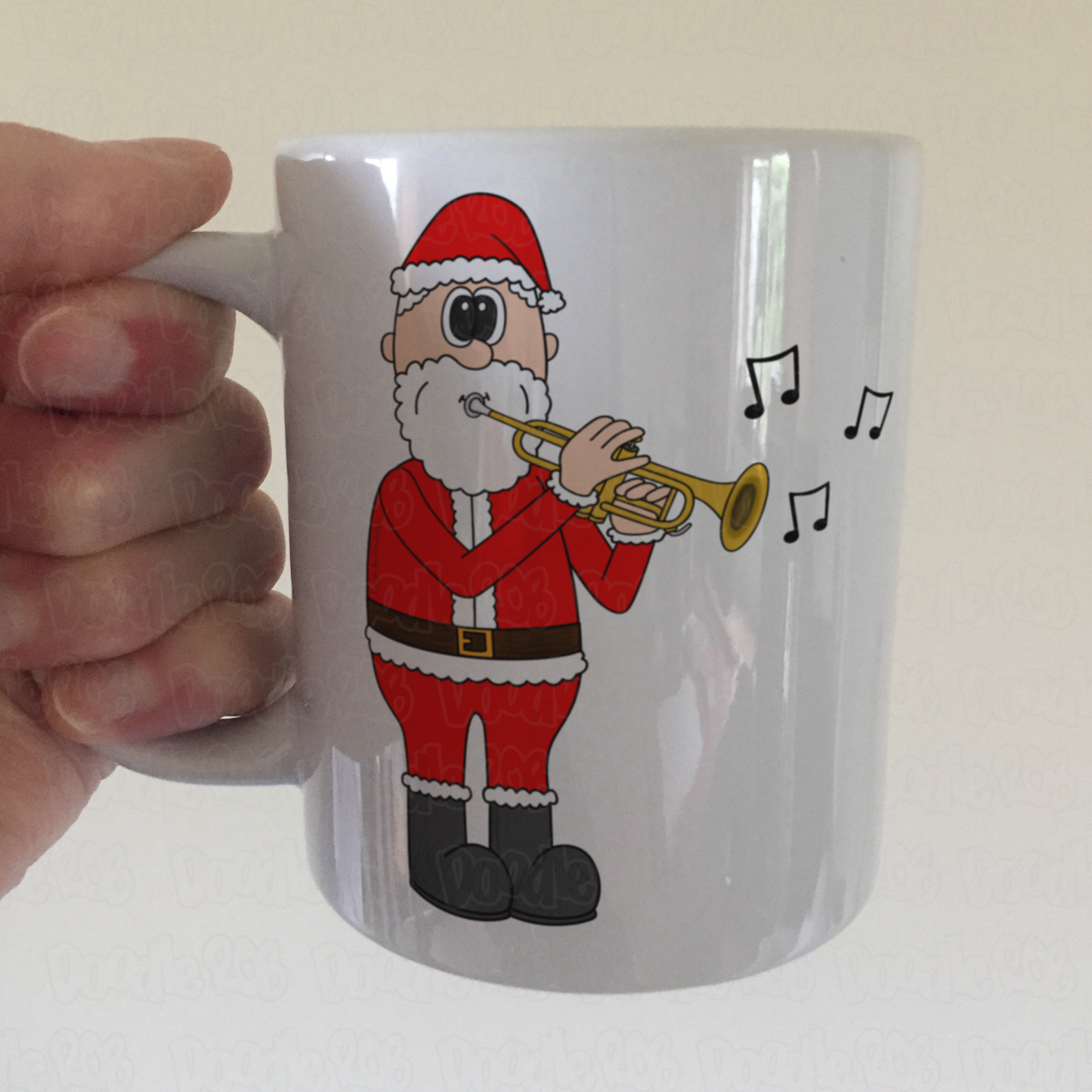 Santa Playing Trumpet Christmas Mug - Gift For Trumpeter - Brass Musician Xmas Gift