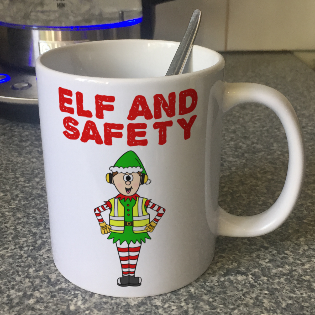 Elf And Safety Christmas Mug - Work Xmas Gift - Construction Worker Xmas Mug