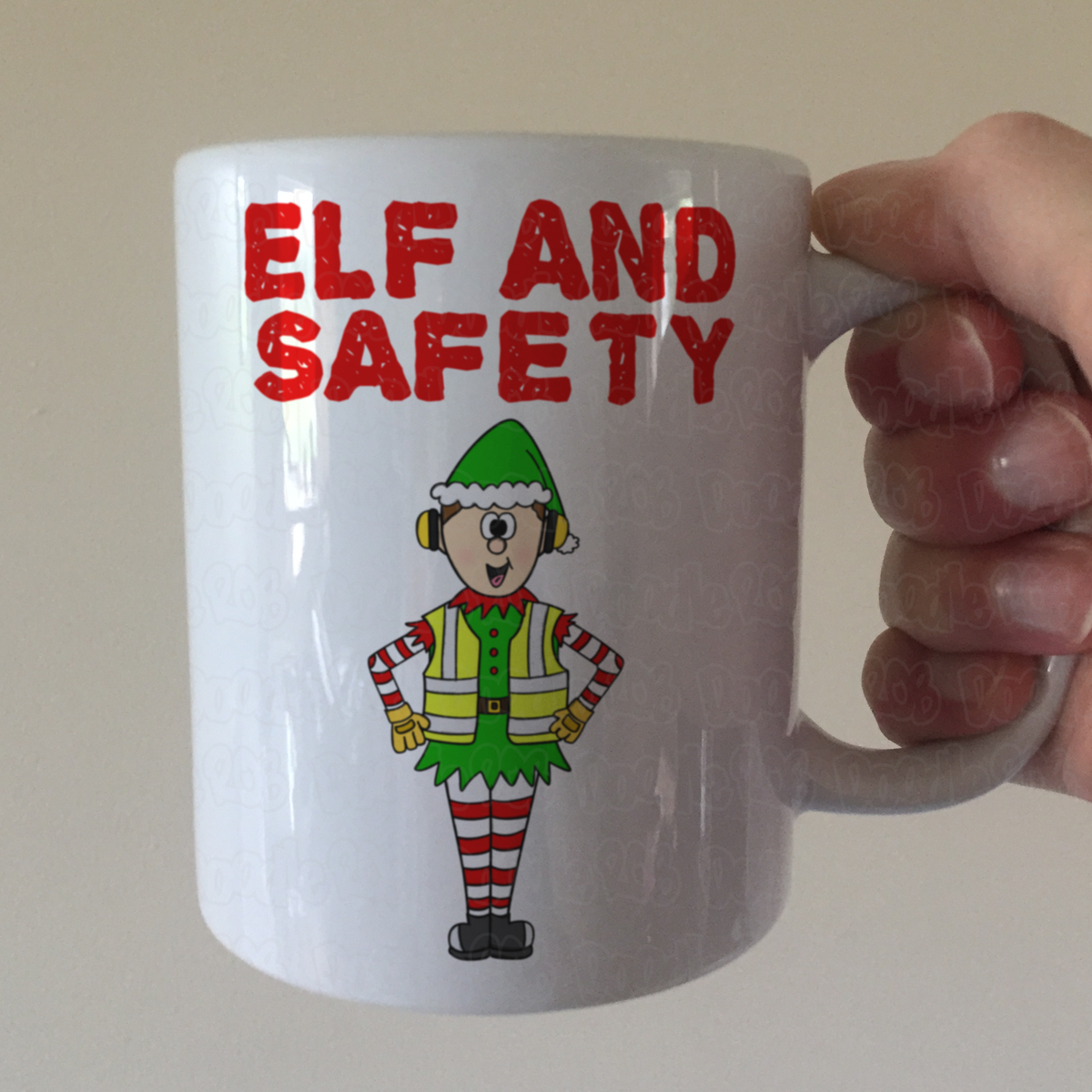 Elf And Safety Christmas Mug - Work Xmas Gift - Construction Worker Xmas Mug