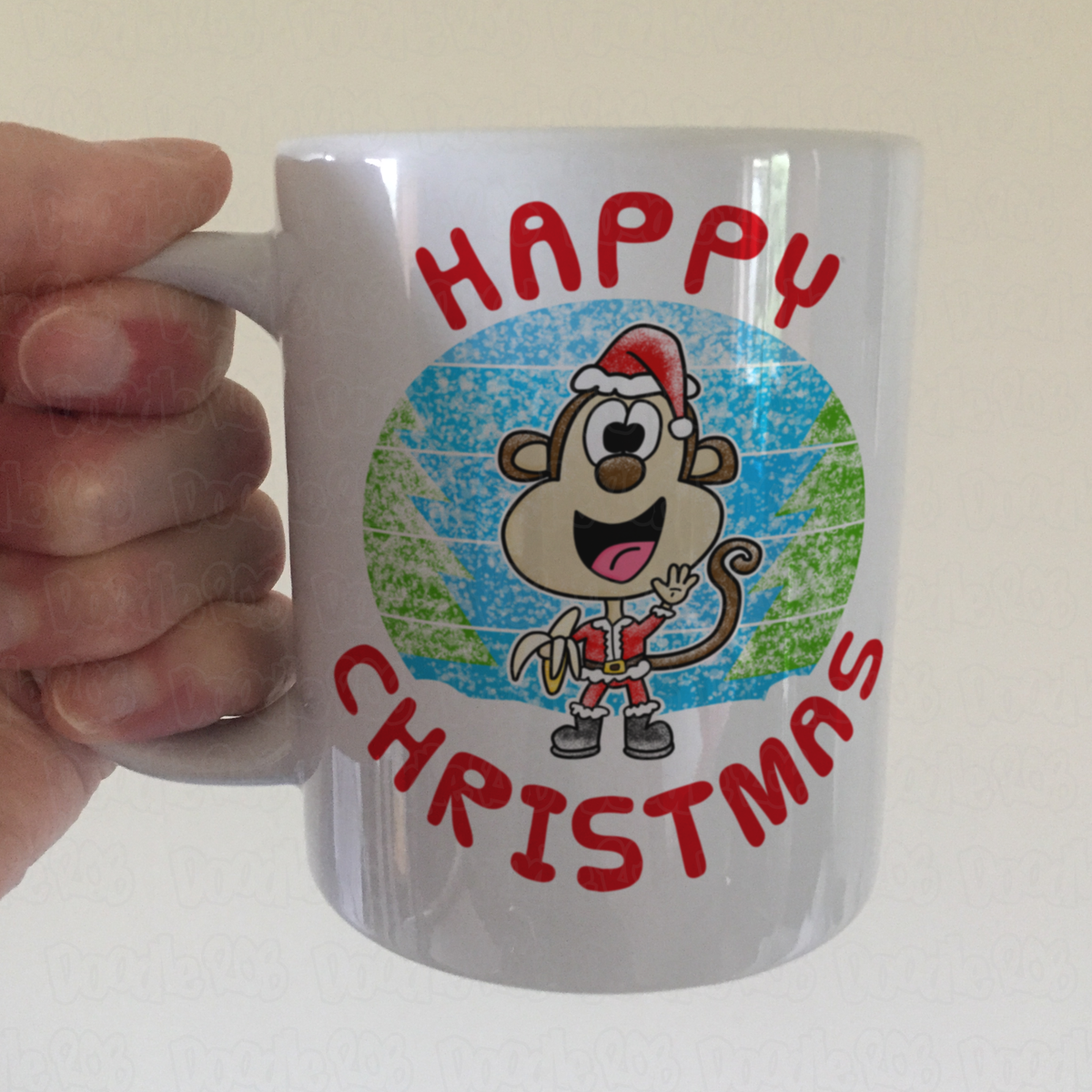 Monkey Christmas Mug - Wildlife Lover Xmas Gift - Funny Animal Xmas Gift