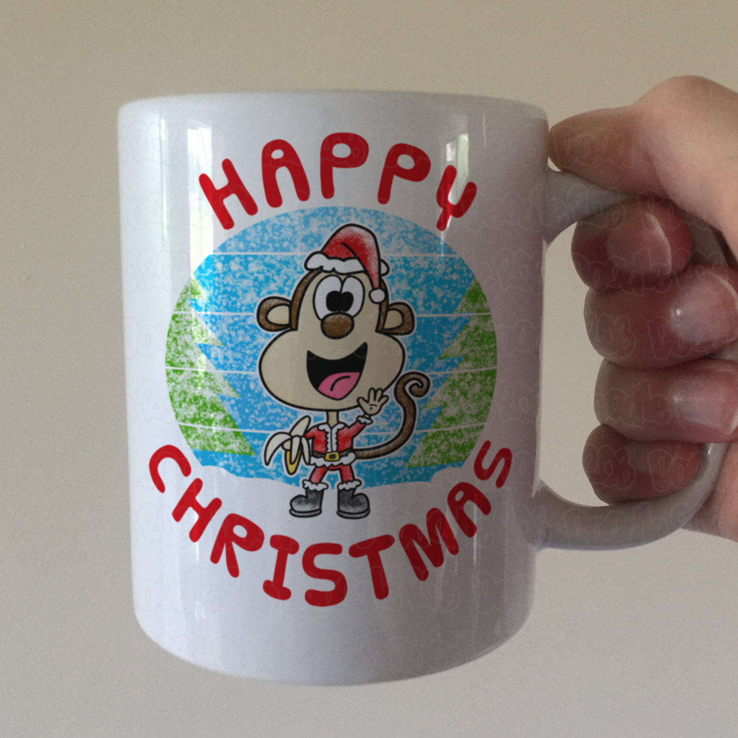 Monkey Christmas Mug - Wildlife Lover Xmas Gift - Funny Animal Xmas Gift