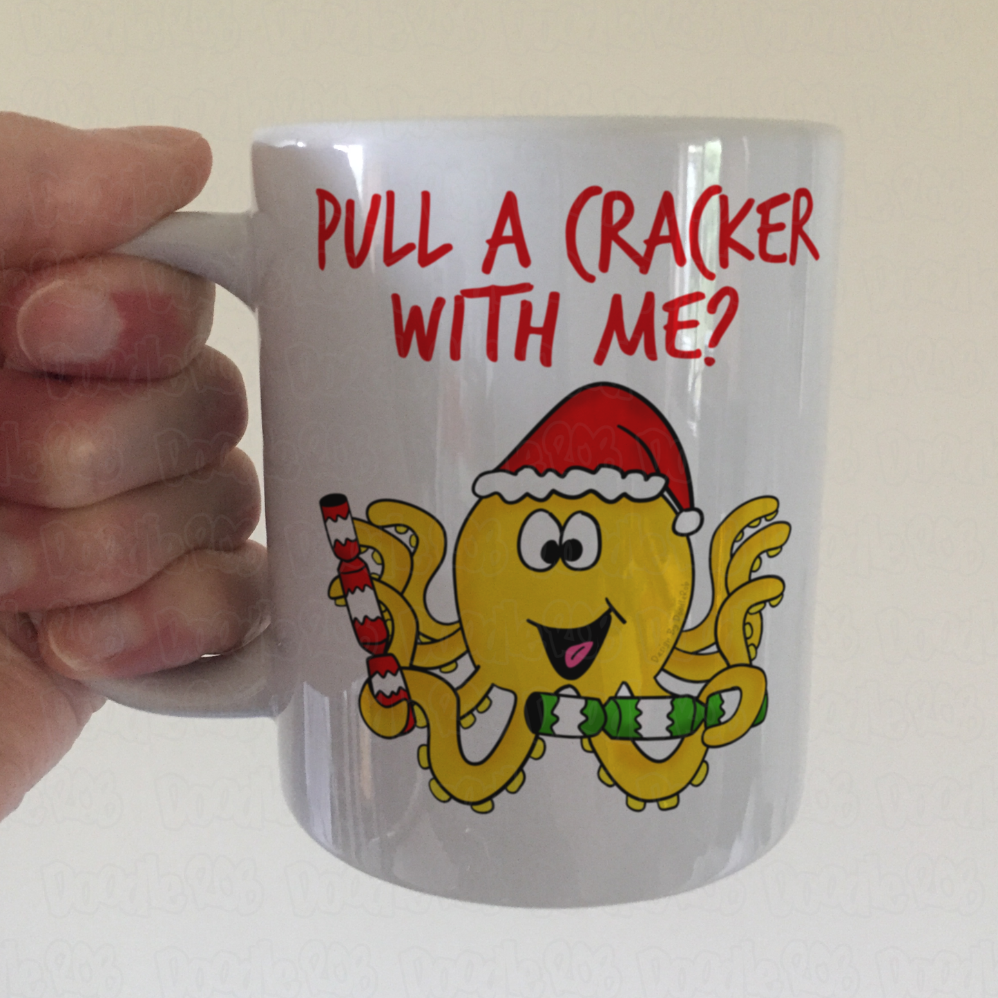 Octopus Christmas Mug - Pull A Cracker With Me - Funny Xmas Gift For Animal Lover